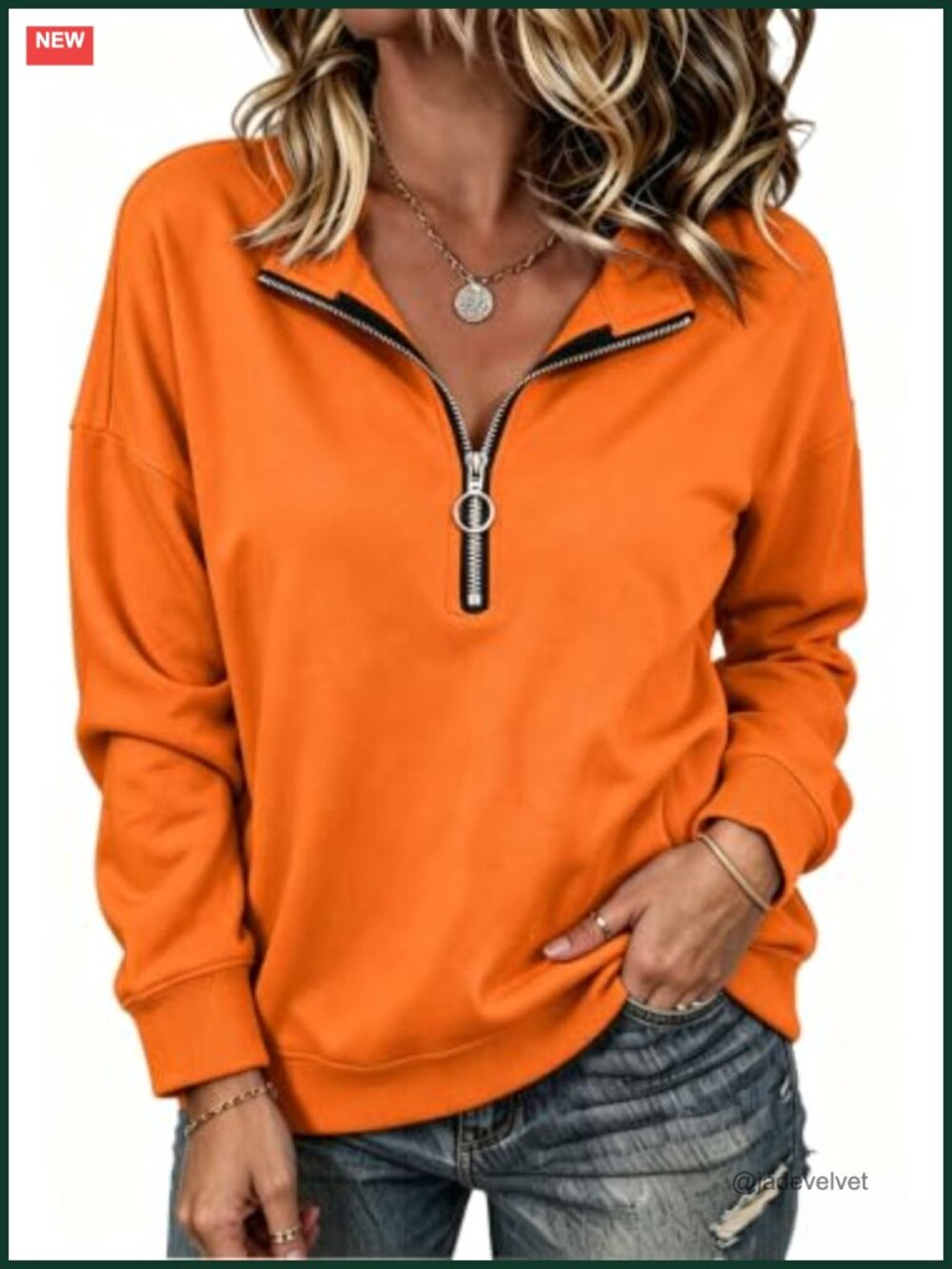 Womens Quarter Zip Lightweight Sweatshirt Long Sleeve Stand Collar Pullover